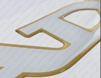 Grady White Boat Logo Gold/White Raised Domed 3D Decal 38" x 2.6" 1pcs. Grady White Boat Logo Gold/White Raised Domed 3D Decal 38" x 2.6" 1pcs.